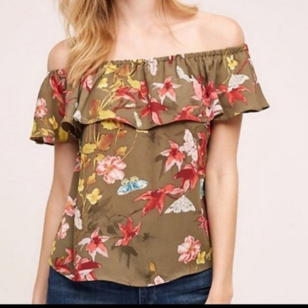 Maeve Anthropologie Flowers & Butterfly Blouse